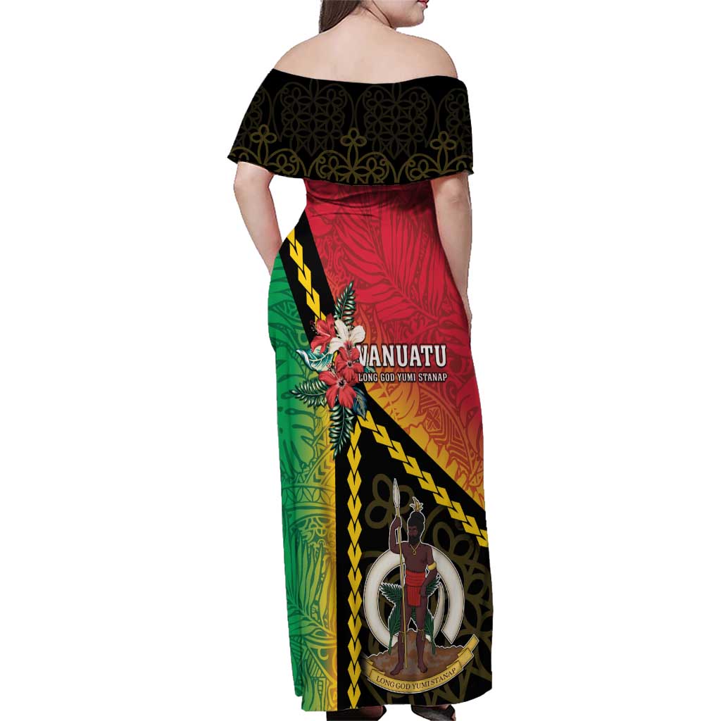 Happy Vanuatu Constitution Day Family Matching Off Shoulder Maxi Dress and Hawaiian Shirt Flag Style With Sand Drawing Pattern LT05 - Polynesian Pride