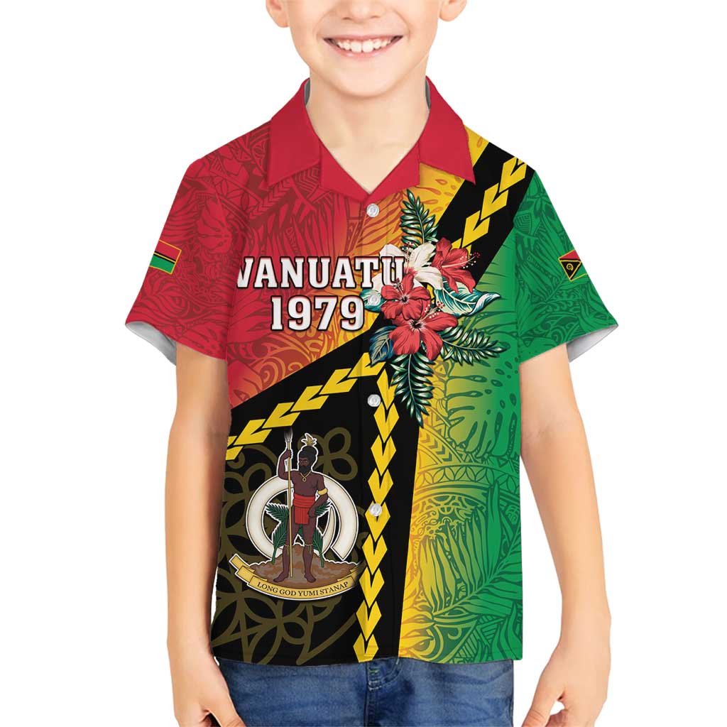 Happy Vanuatu Constitution Day Family Matching Off Shoulder Maxi Dress and Hawaiian Shirt Flag Style With Sand Drawing Pattern LT05 Son's Shirt Red - Polynesian Pride