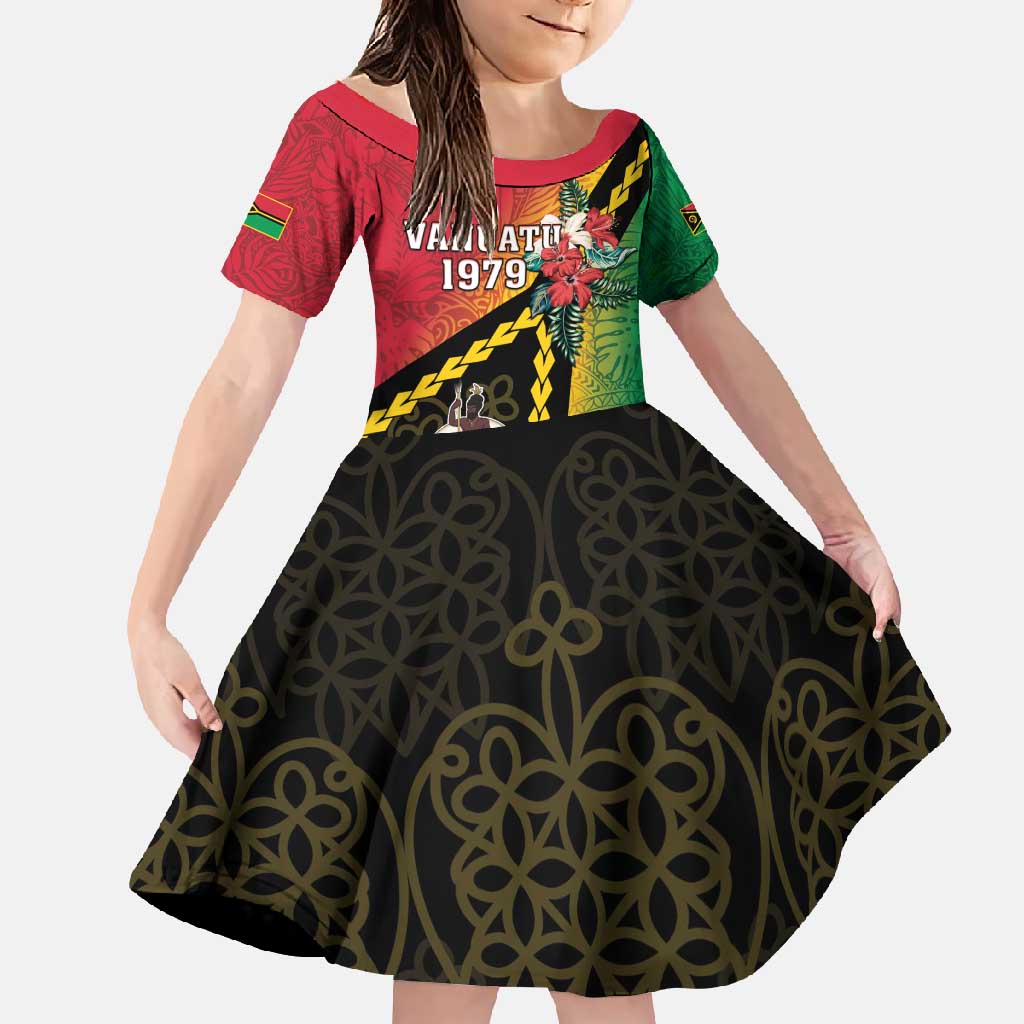 Happy Vanuatu Constitution Day Family Matching Tank Maxi Dress and Hawaiian Shirt Flag Style With Sand Drawing Pattern