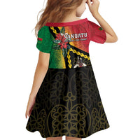 Happy Vanuatu Constitution Day Family Matching Tank Maxi Dress and Hawaiian Shirt Flag Style With Sand Drawing Pattern