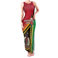 Happy Vanuatu Constitution Day Family Matching Tank Maxi Dress and Hawaiian Shirt Flag Style With Sand Drawing Pattern