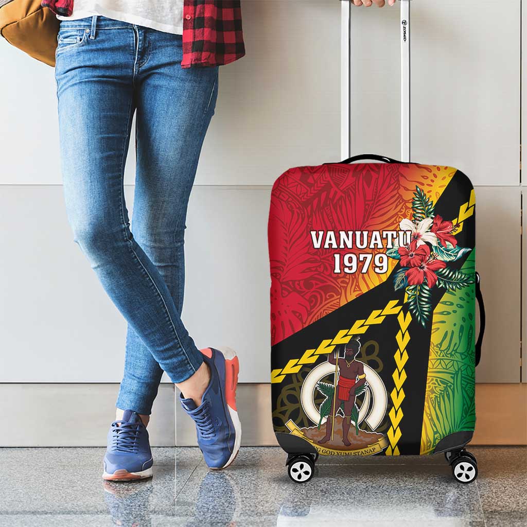 Happy Vanuatu Constitution Day Luggage Cover Flag Style With Sand Drawing Pattern
