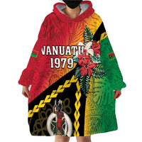 Happy Vanuatu Constitution Day Wearable Blanket Hoodie Flag Style With Sand Drawing Pattern
