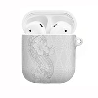 Tokelau White Sunday AirPods Case Elegant Hibiscus Polynesian Tribal Pattern