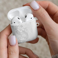 Tokelau White Sunday AirPods Case Elegant Hibiscus Polynesian Tribal Pattern