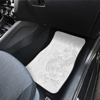 Tokelau White Sunday Car Mats Elegant Hibiscus Polynesian Tribal Pattern