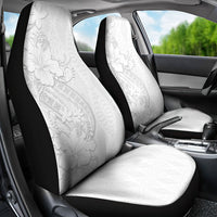 Tokelau White Sunday Car Seat Cover Elegant Hibiscus Polynesian Tribal Pattern