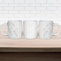 Tokelau White Sunday Ceramic Mug Elegant Hibiscus Polynesian Tribal Pattern