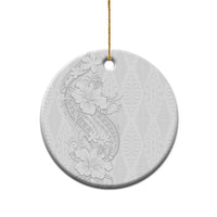Tokelau White Sunday Ceramic Ornament Elegant Hibiscus Polynesian Tribal Pattern LT05 - Polynesian Pride