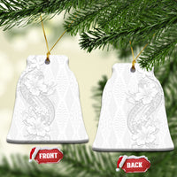 Tokelau White Sunday Ceramic Ornament Elegant Hibiscus Polynesian Tribal Pattern LT05 Bell Flake White - Polynesian Pride