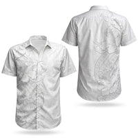 Tokelau White Sunday Couples Matching Long Sleeve Bodycon Dress and Hawaiian Shirt Elegant Hibiscus Polynesian Tribal Pattern