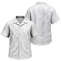 Tokelau White Sunday Family Matching Off Shoulder Maxi Dress and Hawaiian Shirt Elegant Hibiscus Polynesian Tribal Pattern