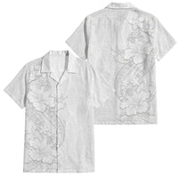 Tokelau White Sunday Family Matching Off Shoulder Short Dress and Hawaiian Shirt Elegant Hibiscus Polynesian Tribal Pattern