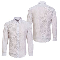 Tokelau White Sunday Family Matching Off Shoulder Short Dress and Hawaiian Shirt Elegant Hibiscus Polynesian Tribal Pattern