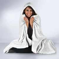 Tokelau White Sunday Hooded Blanket Elegant Hibiscus Polynesian Tribal Pattern