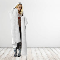 Tokelau White Sunday Hooded Blanket Elegant Hibiscus Polynesian Tribal Pattern