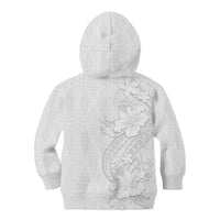 Tokelau White Sunday Kid Hoodie Elegant Hibiscus Polynesian Tribal Pattern