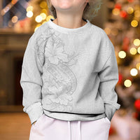 Tokelau White Sunday Kid Ugly Christmas Sweater Elegant Hibiscus Polynesian Tribal Pattern LT05 - Polynesian Pride