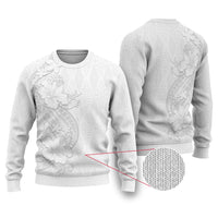 Tokelau White Sunday Ugly Christmas Sweater Elegant Hibiscus Polynesian Tribal Pattern LT05 White - Polynesian Pride