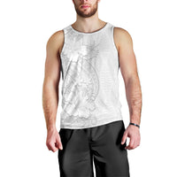 Tokelau White Sunday Men Tank Top Elegant Hibiscus Polynesian Tribal Pattern