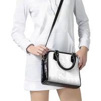 Tokelau White Sunday Shoulder Handbag Elegant Hibiscus Polynesian Tribal Pattern