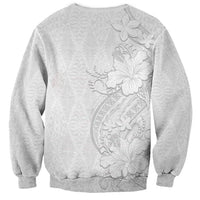 Tokelau White Sunday Sweatshirt Elegant Hibiscus Polynesian Tribal Pattern