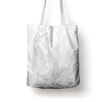 Tokelau White Sunday Tote Bag Elegant Hibiscus Polynesian Tribal Pattern