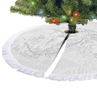 Tokelau White Sunday Tree Skirt Elegant Hibiscus Polynesian Tribal Pattern LT05 - Polynesian Pride