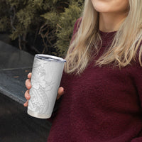 Tokelau White Sunday Tumbler Cup Elegant Hibiscus Polynesian Tribal Pattern