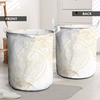 Tonga White Sunday Laundry Basket Lotu Tamaiti Tongan Kupesi Pattern