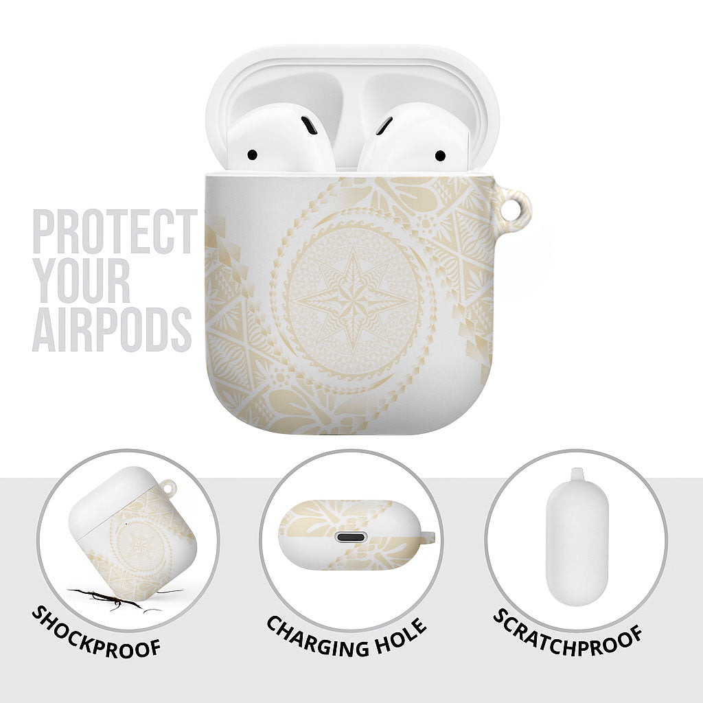 Tonga White Sunday AirPods Case Lotu Tamaiti Tongan Kupesi Pattern