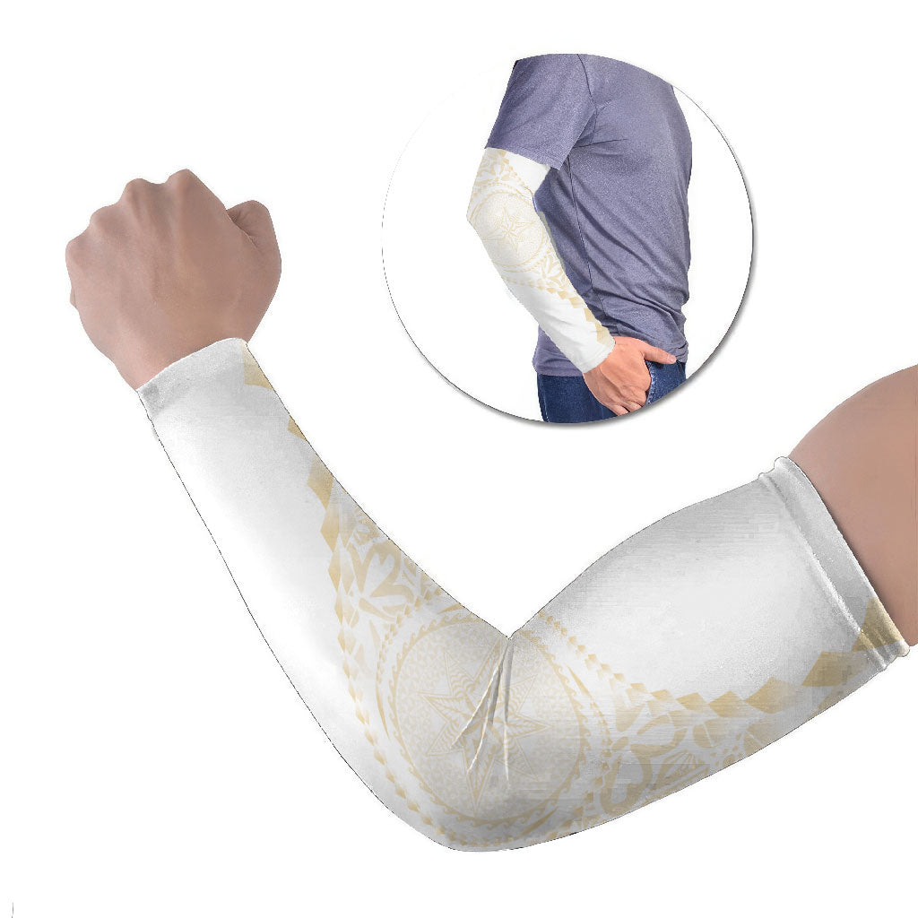 Tonga White Sunday Arm Sleeves Lotu Tamaiti Tongan Kupesi Pattern
