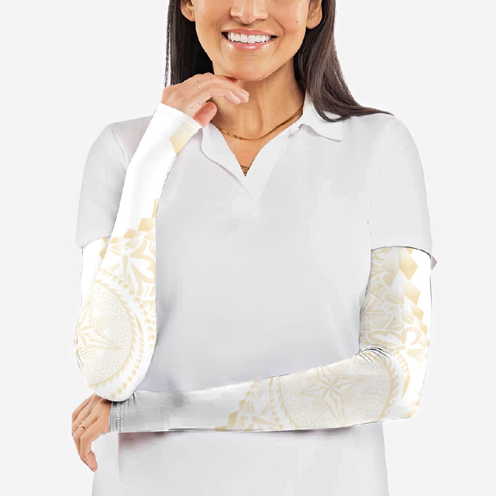 Tonga White Sunday Arm Sleeves Lotu Tamaiti Tongan Kupesi Pattern