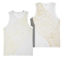 Tonga White Sunday Basketball Jersey Lotu Tamaiti Tongan Kupesi Pattern