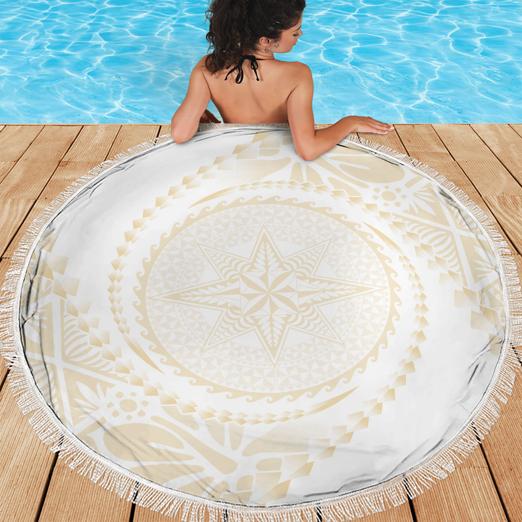 Tonga White Sunday Beach Blanket Lotu Tamaiti Tongan Kupesi Pattern
