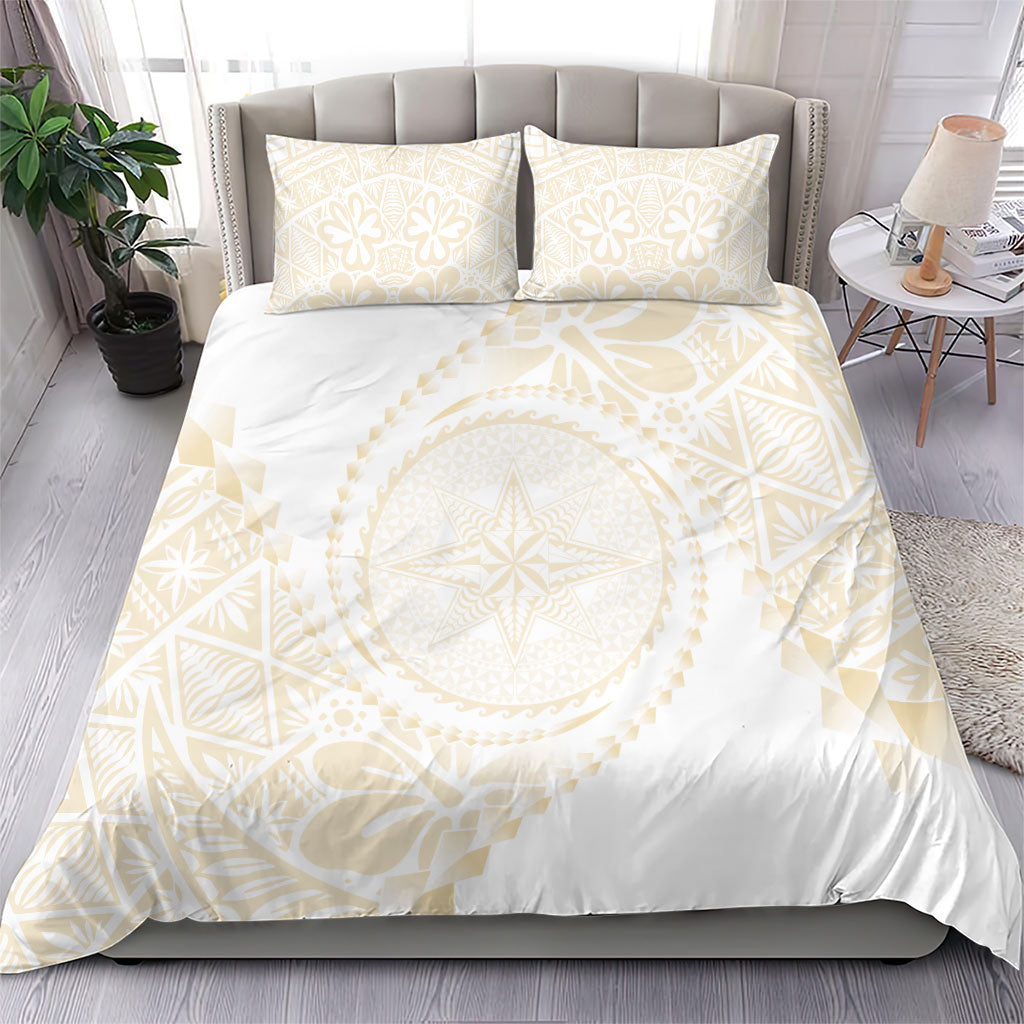 Tonga White Sunday Bedding Set Lotu Tamaiti Tongan Kupesi Pattern