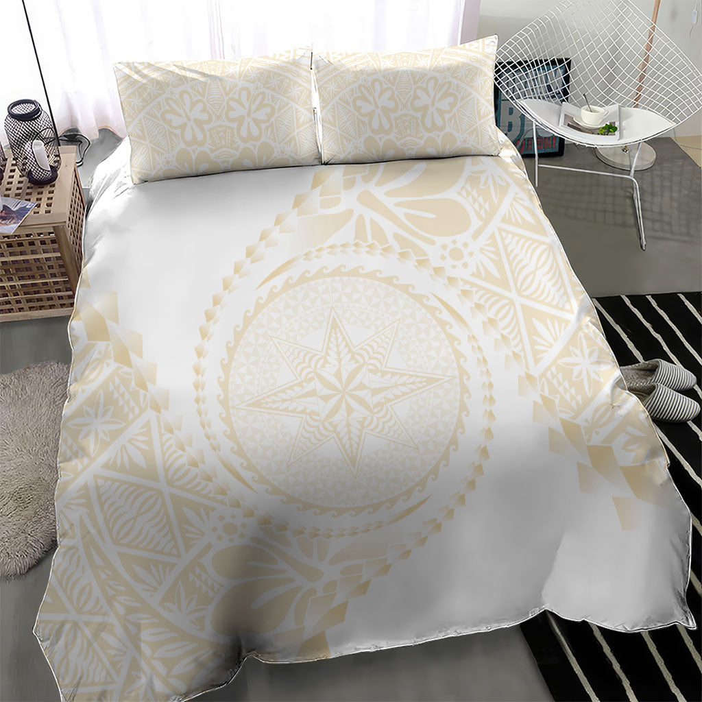 Tonga White Sunday Bedding Set Lotu Tamaiti Tongan Kupesi Pattern