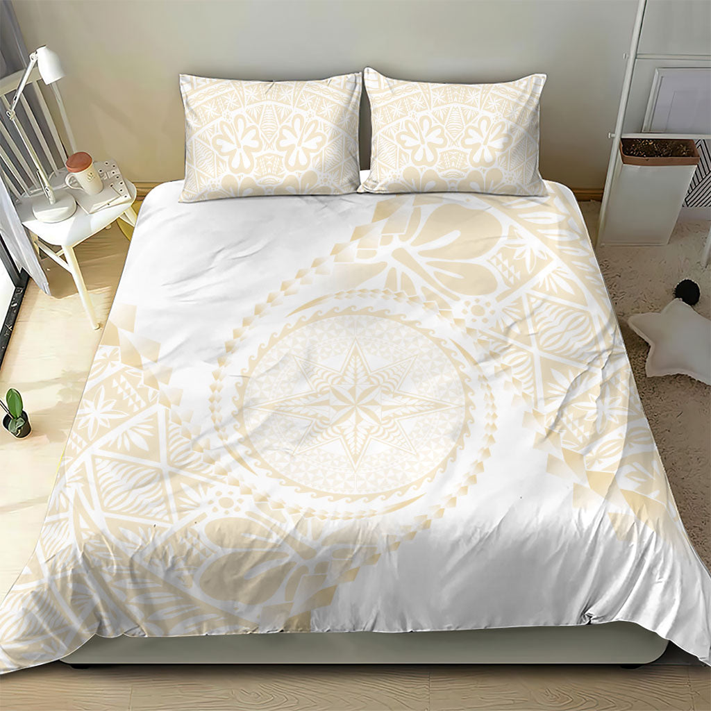 Tonga White Sunday Bedding Set Lotu Tamaiti Tongan Kupesi Pattern