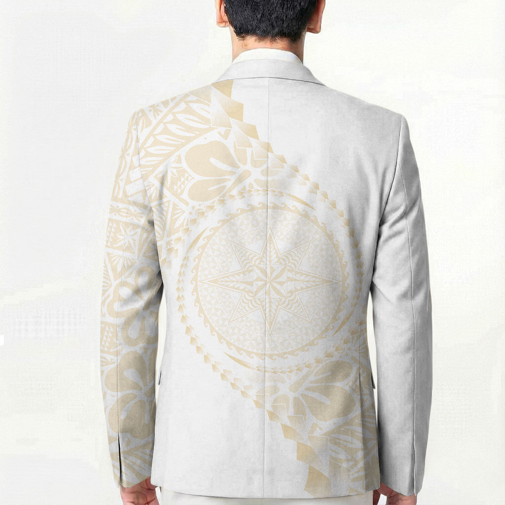 Tonga White Sunday Blazer Lotu Tamaiti Tongan Kupesi Pattern