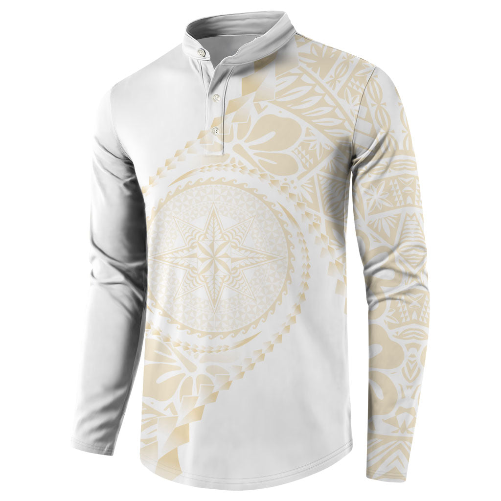Tonga White Sunday Button Sweatshirt Lotu Tamaiti Tongan Kupesi Pattern