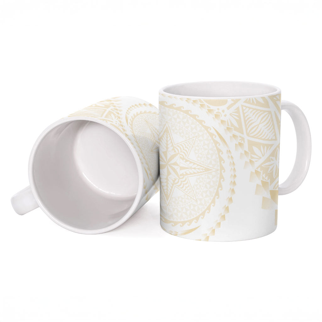 Tonga White Sunday Ceramic Mug Lotu Tamaiti Tongan Kupesi Pattern