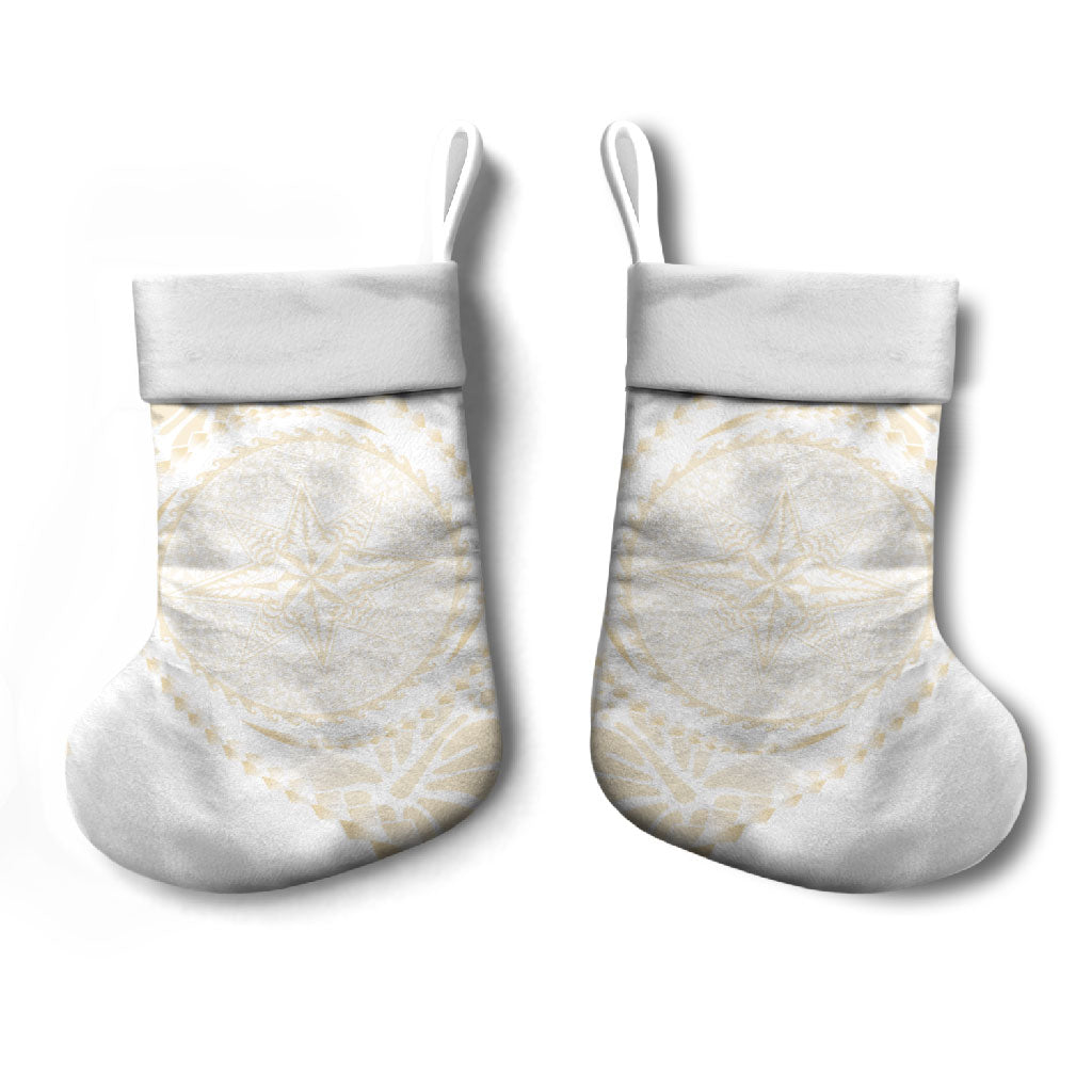 Tonga White Sunday Christmas Stocking Lotu Tamaiti Tongan Kupesi Pattern LT05 - Polynesian Pride