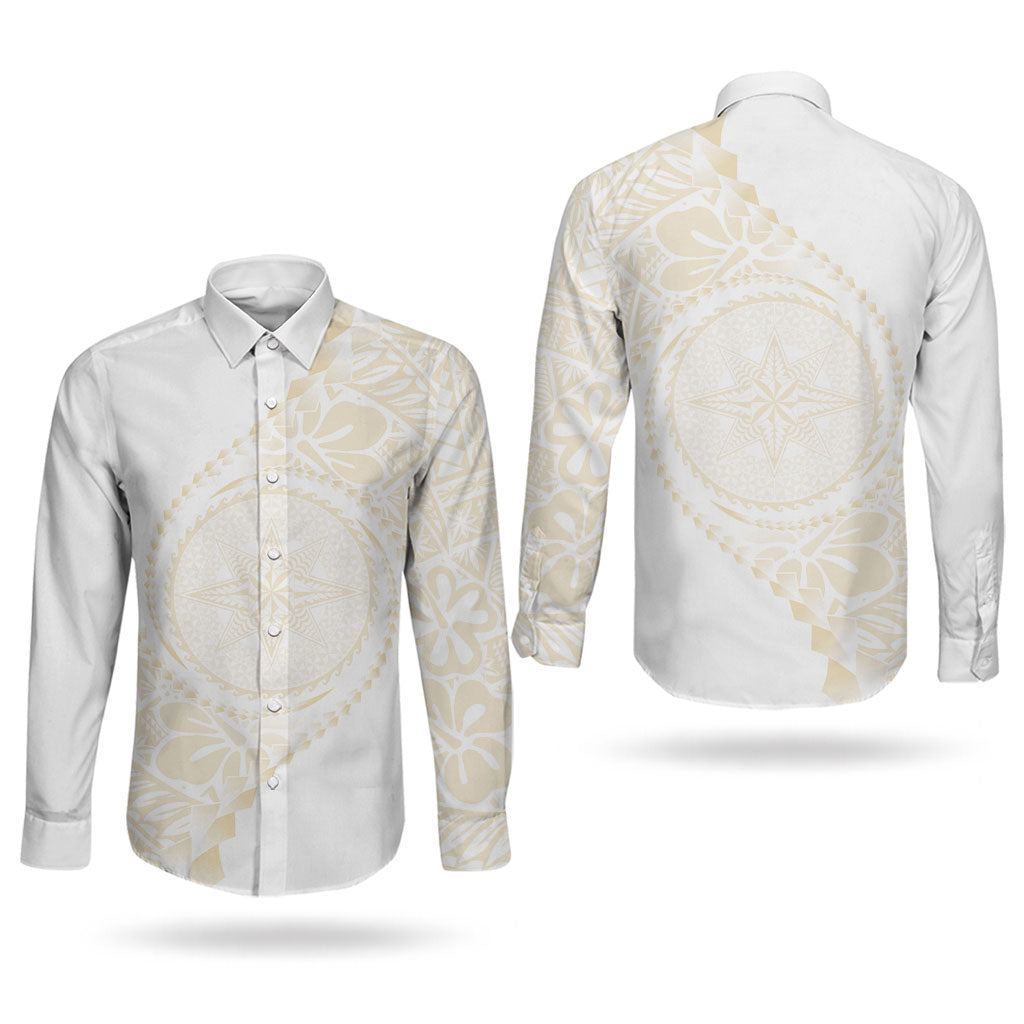 Tonga White Sunday Couples Matching Short Sleeve Bodycon Dress and Long Sleeve Button Shirt Lotu Tamaiti Tongan Kupesi Pattern