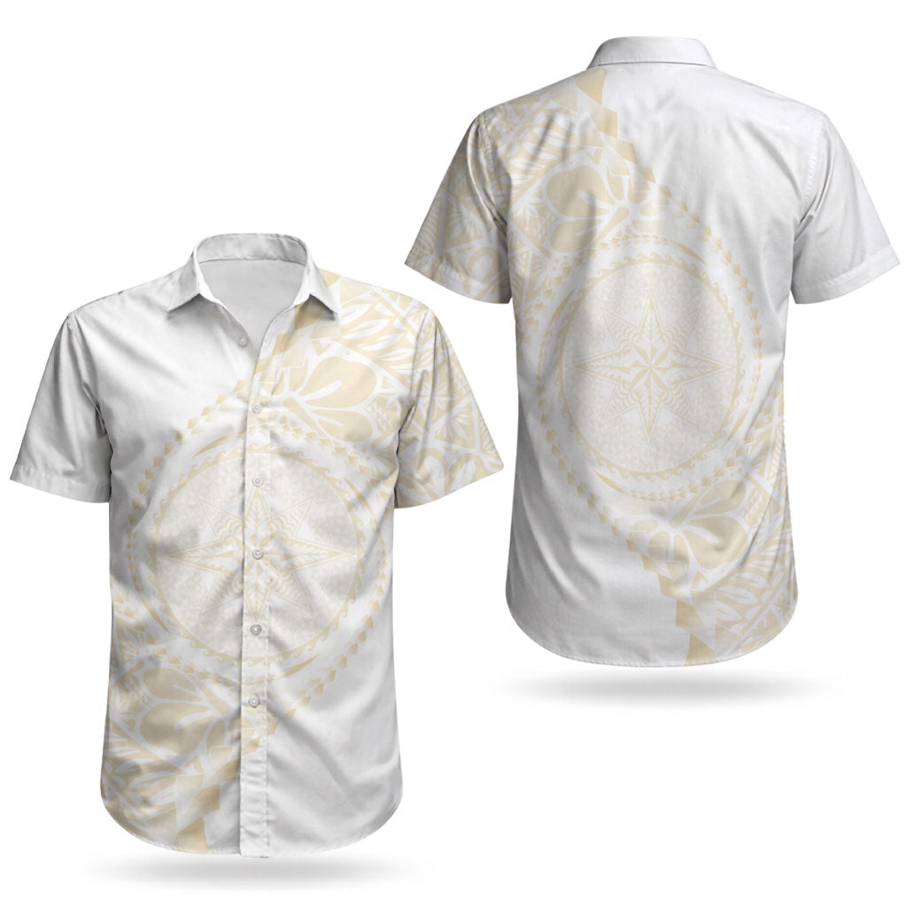 Tonga White Sunday Couples Matching Summer Maxi Dress and Hawaiian Shirt Lotu Tamaiti Tongan Kupesi Pattern