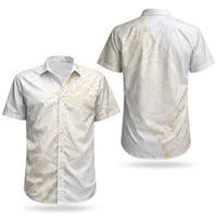Tonga White Sunday Couples Matching Summer Maxi Dress and Hawaiian Shirt Lotu Tamaiti Tongan Kupesi Pattern