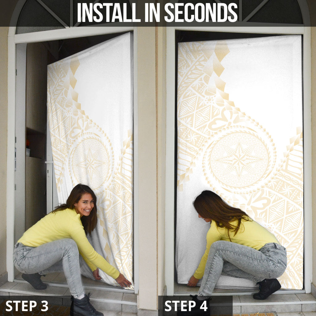 Tonga White Sunday Door Cover Lotu Tamaiti Tongan Kupesi Pattern
