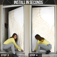 Tonga White Sunday Door Cover Lotu Tamaiti Tongan Kupesi Pattern