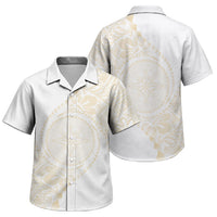 Tonga White Sunday Family Matching Off Shoulder Short Dress and Hawaiian Shirt Lotu Tamaiti Tongan Kupesi Pattern