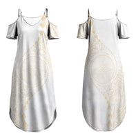 Tonga White Sunday Family Matching Summer Maxi Dress and Hawaiian Shirt Lotu Tamaiti Tongan Kupesi Pattern