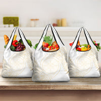Tonga White Sunday Grocery Bag Lotu Tamaiti Tongan Kupesi Pattern
